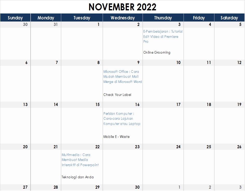 Jadual November