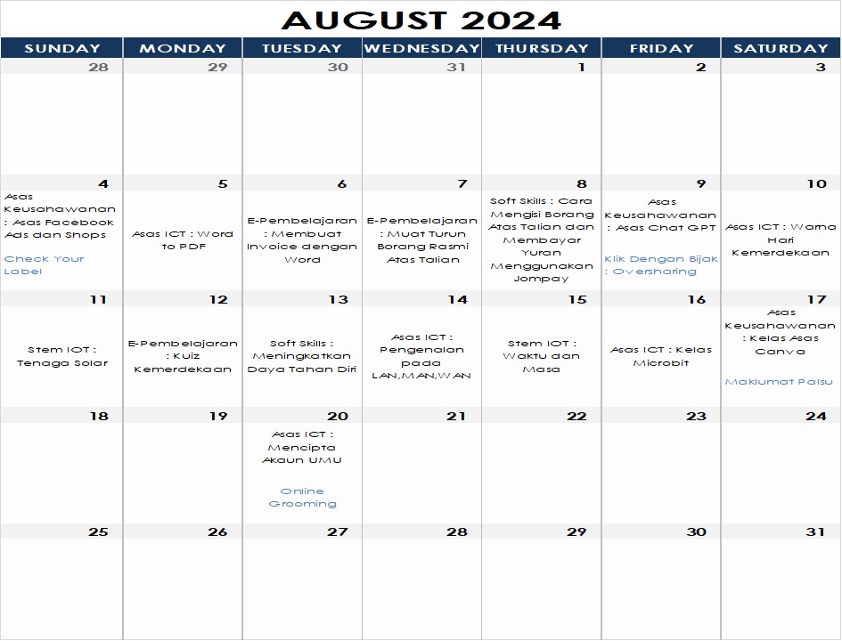 Jadual Aktiviti